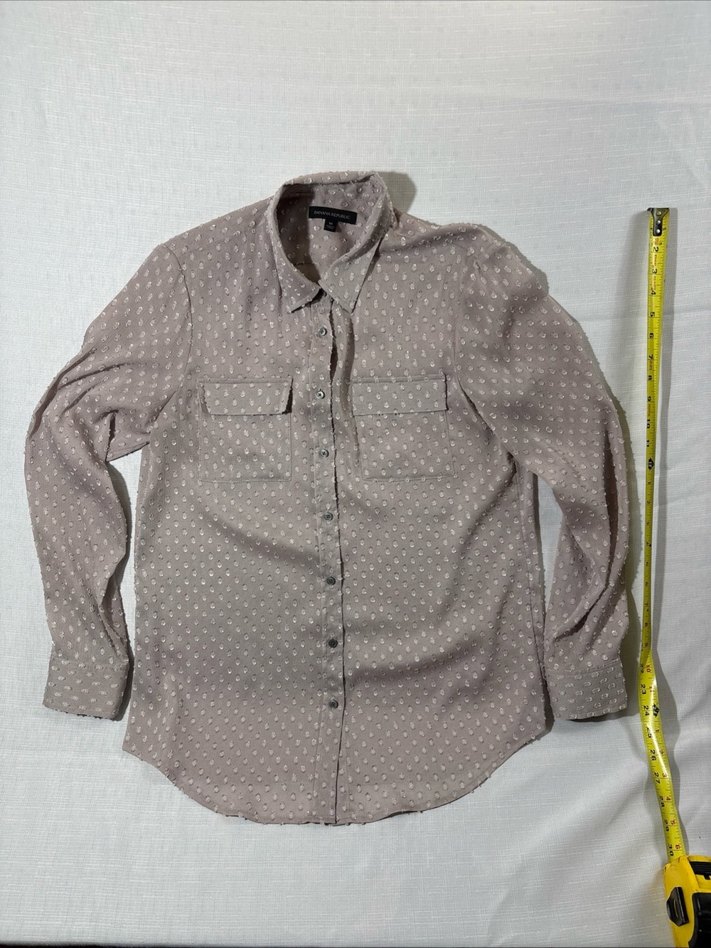 Banana Republic button-front blouse Sheer Beige Textured For Pattern Medium